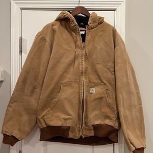 Carhartt L Tall J140 tan duck canvas jacket men’s fleece lining